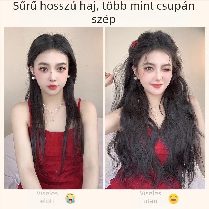 Egy darabos paróka - vízhullámos haj, könnyű, természetes megjelenés, mechanikus kivitel, kevert selyem