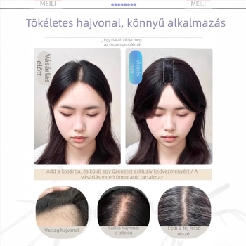 Velcro frufros paróka — csatok nélkül, egy patch elfedi a varratokat és növeli a volument; kézzel szőtt, természetes hajból, hálós aljzat 2.5×10 cm a nyári modellhez