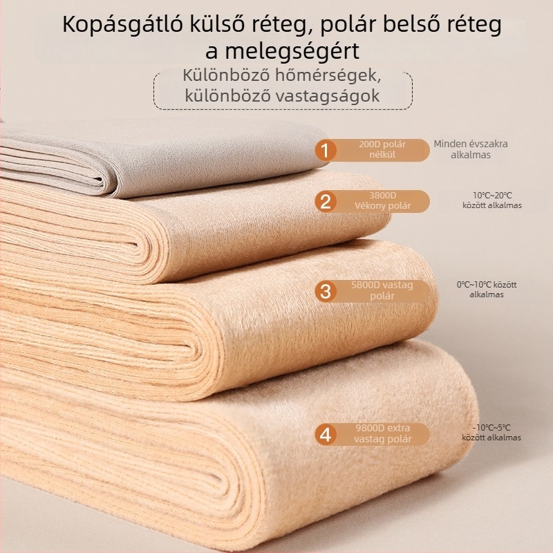 Bornas fekete harisnyanadrág fleece-béléssel, nude hatás, téli viselet