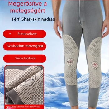 Férfi termális nadrág, bársonyos bélés, akril Rost, extra vastag 501-600 g/m², háromnegyedes hossz, egyszínű
