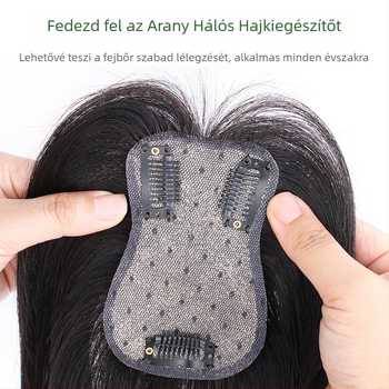 Emberi hajból készült paróka darab, fehér haj fedésére, egyenes haj, gépi varrással készített, festhető és göndöríthető