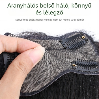 Emberi hajból készült paróka darab, fehér haj fedésére, egyenes haj, gépi varrással készített, festhető és göndöríthető