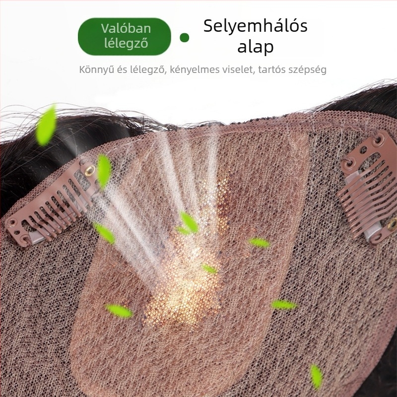 Női paróka darab, természetes hajból, modell Silk mesh curly hair, feldolgozás: mechanizmus, festhető vagy permelhető