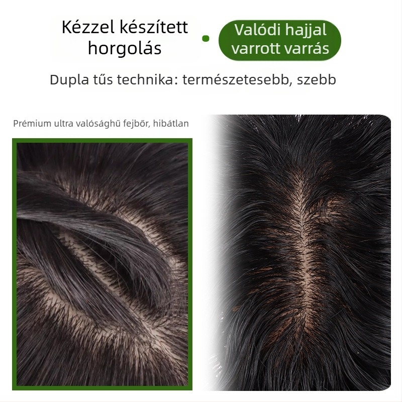 Női paróka darab, természetes hajból, modell Silk mesh curly hair, feldolgozás: mechanizmus, festhető vagy permelhető