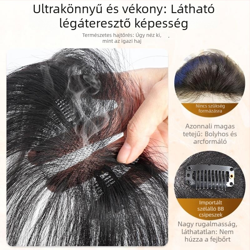 Női hajpótló rész babahajvágással, természetes hatású homlokrész, láthatatlan és könnyű hajvonal
