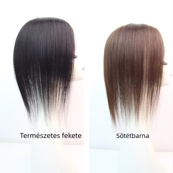 Swiss Lace paróka darab, kézzel szövött, valódi emberi hajból, egyenes, hossz 25–30 cm