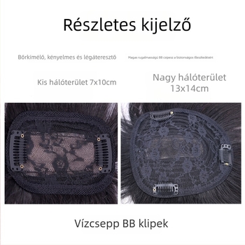 Női haj topper, egyenes stílus, 3D légies frufrok, mechanikus feldolgozás, festhető és dauerolható