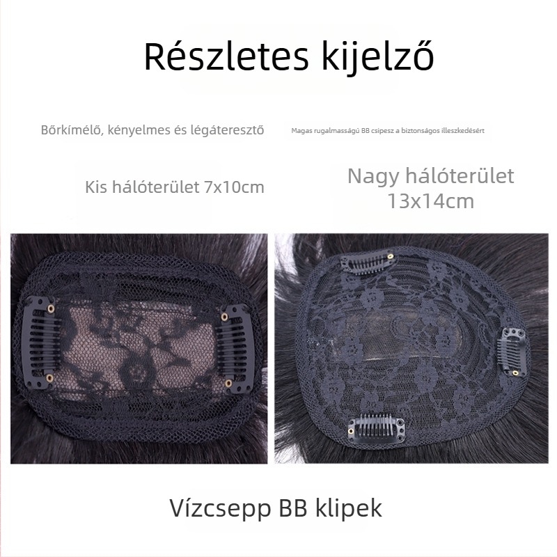 Női haj topper, egyenes stílus, 3D légies frufrok, mechanikus feldolgozás, festhető és dauerolható