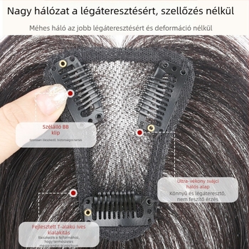 T-alakú svájci háló tetejű paróka darab, kézzel szőtt emberi hajból, egyenes, festhető vagy permelhető