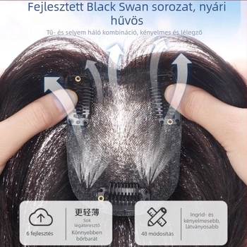 Black Swan valódi hajból készült paróka darab nőknek, kézzel szőtt, lélegző, egyenes, nem festhető és nem permálható