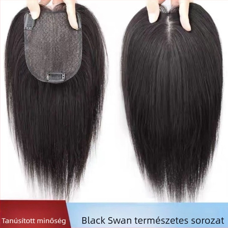 Black Swan valódi hajból készült paróka darab nőknek, kézzel szőtt, lélegző, egyenes, nem festhető és nem permálható