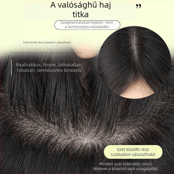 Női fejre szánt paróka darab valódi hajból, varrat nélküli dús frufival, modell 10/12, festhető és göndöríthető