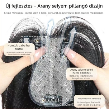 Meiyuexuan Arany selyem pöttyös hajdarab, valódi hajból, 25 cm, a fej tetejére, természetes, könnyű megjelenés