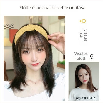 Headband Air Bangs paróka – Qi frufru, magas hőmérsékletű huzal, koreai stílus, frizura változás
