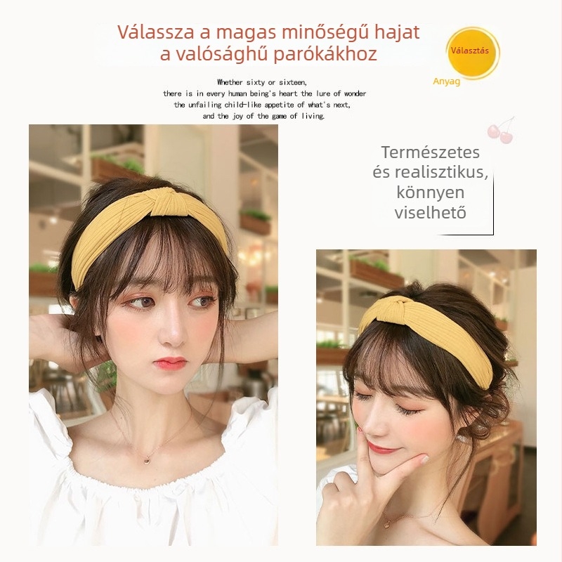 Headband Air Bangs paróka – Qi frufru, magas hőmérsékletű huzal, koreai stílus, frizura változás