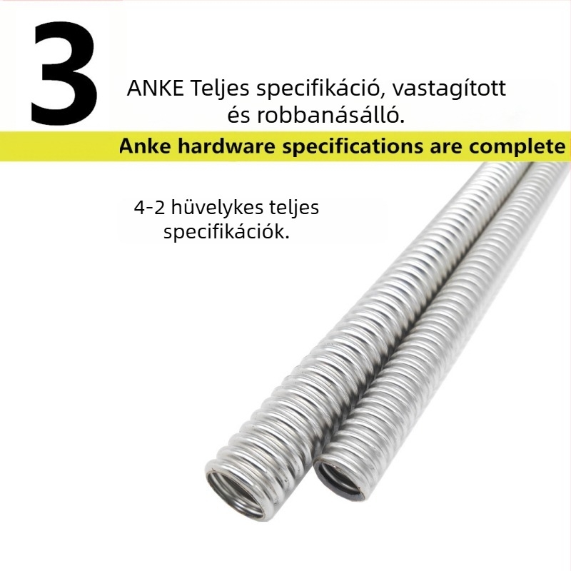 304 rozsdamentes acél hullámos bevezetőcső csavaros csatlakozással WC-hez — forró és hideg víz bemenet, anyag: 304, névleges nyomás 0-20, hőmérséklet 0-80°C
