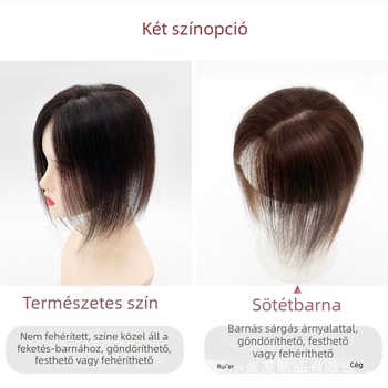 Valódi emberi hajból készült póthajdarab, svájci hálóval, teljesen kézzel kötött, természetes hatású fejbőrrel, festhető és dauerolható