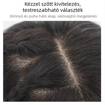 Női paróka No. 3: ultra vékony, lélegző felső rész, valódi hajból, elfedi a fehér hajat, növeli a volument, frufni