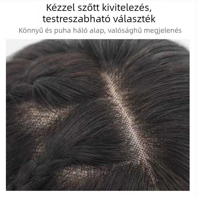 Női paróka No. 3: ultra vékony, lélegző felső rész, valódi hajból, elfedi a fehér hajat, növeli a volument, frufni