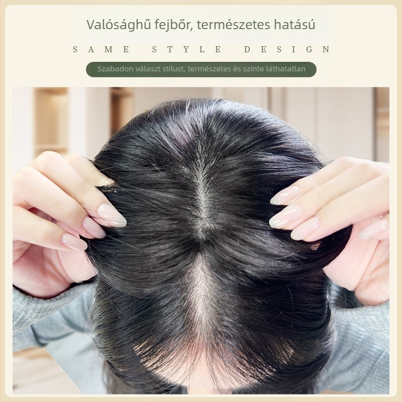 Valódi emberi hajból készült felső hajdarab, 25 cm, egyenes, festhető és göndöríthető, nőknek