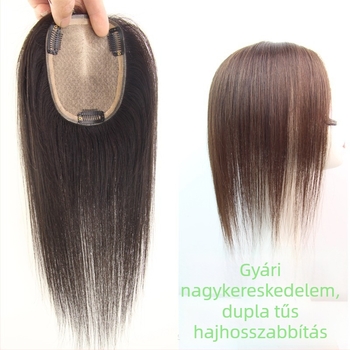 Női hajtopperek valódi emberi hajból, kézzel készített, egyenes, 25–30 cm hosszú, festhető