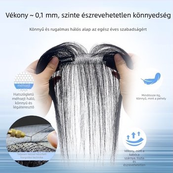 Női frufru paróka darab, valósághű topper, természetes homlokvonal, könnyű és varrat nélküli
