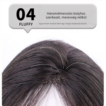 Fejtetőre fedő póthaj, valós emberi haj, teljesen kézzel szőtt, egyenes, modell 10x12, magas koronával