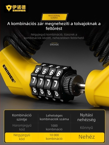 Kódzár sisakra, hegyi kerékpárra, babakocsira és poggyászra – fém, EROADE, uniszex