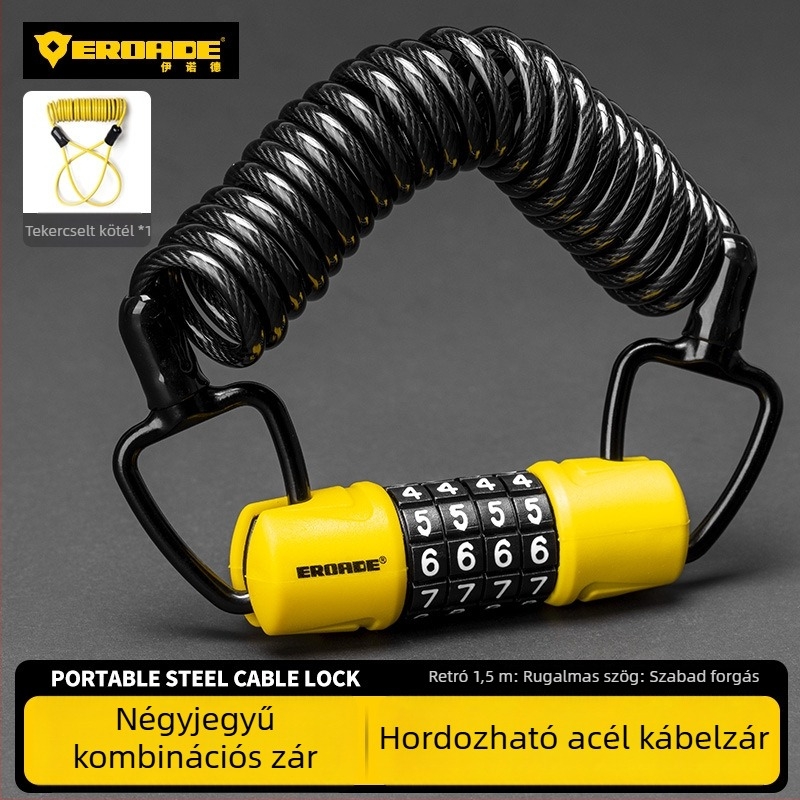 Kódzár sisakra, hegyi kerékpárra, babakocsira és poggyászra – fém, EROADE, uniszex