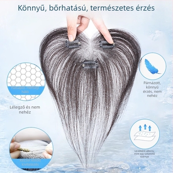 Paróka emberi hajból, teljesen kézzel szőtt, egyenes haj, modell F711, festhető