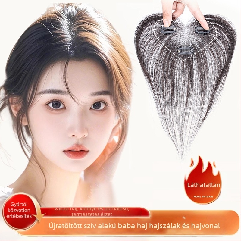 Paróka emberi hajból, teljesen kézzel szőtt, egyenes haj, modell F711, festhető