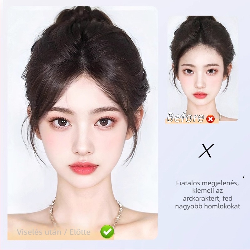 Paróka emberi hajból, teljesen kézzel szőtt, egyenes haj, modell F711, festhető