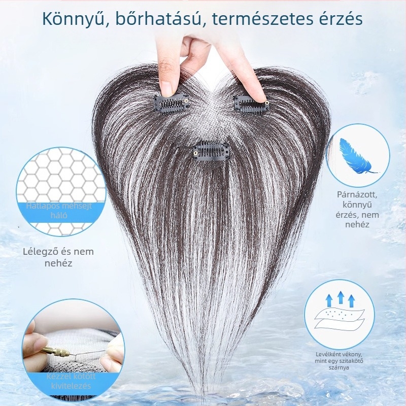 Paróka emberi hajból, teljesen kézzel szőtt, egyenes haj, modell F711, festhető