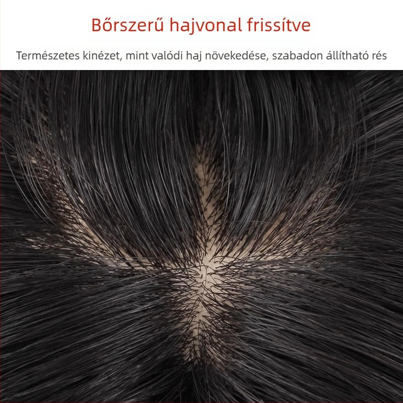 Női természetes hajból készült paróka – puha volumen, élethű fejbőr, egy darabos francia frufruval, egyenes, gépi varrású, festhető, eredet Henan