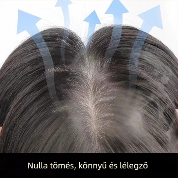 Valódi hajból készült paróka darab, kézzel szőtt, dupla tűs technikával, egyenes haj; modell Pass needle 13x15; festhető és dauerolható.