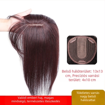 Valódi hajból készült felső paróka-darab nő számára, egyenes haj, mechanikus kivitelezés; nem festhető és nem göndöríthető