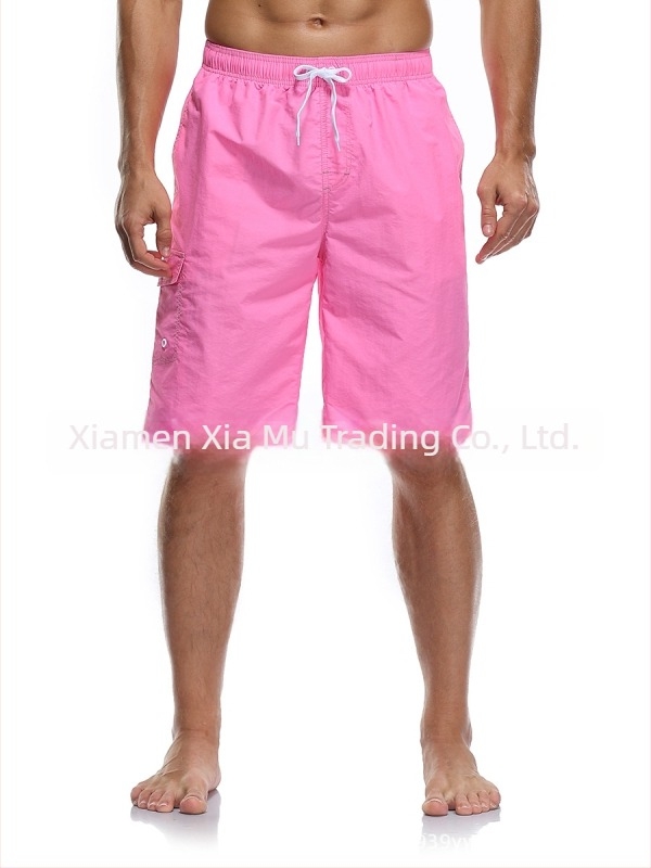 Férfi strandnadrág, gyorsan száradó poliészter anyagból, egyenes szabás, több zseb