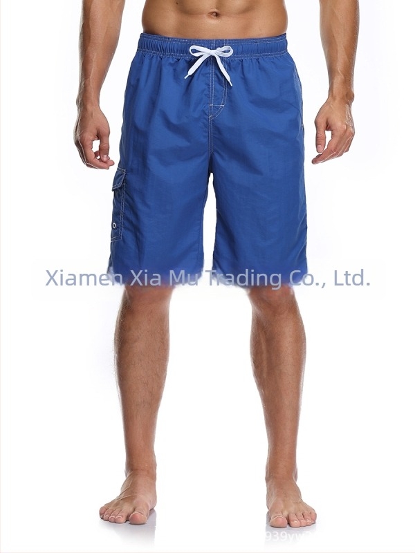 Férfi strandnadrág, gyorsan száradó poliészter anyagból, egyenes szabás, több zseb