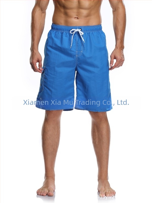 Férfi strandnadrág, gyorsan száradó poliészter anyagból, egyenes szabás, több zseb