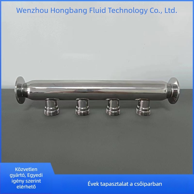 Rozsdamentes acél víz elosztó padlófűtéshez, 3/5/6-ágú, HB-30 modell, külső és belső menet