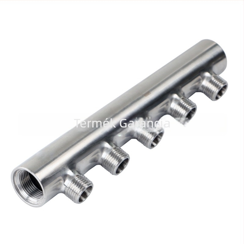 FSQ 304 rozsdamentes acél víz elágazó csatlakozó DN20 belső menetből DN15 külső menetbe, menetes szerelés, működési hőmérséklet 80°C-ig