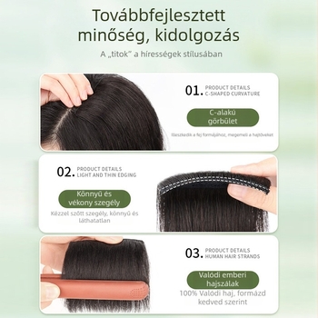 Korona hajpótló darab — valós emberi hajból, láthatatlan, 10–15 cm hosszú