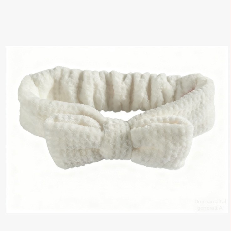 Arcmosó fejkendő masnival, plüss, rugalmas, kockás mintázat, japán/koreai stílus