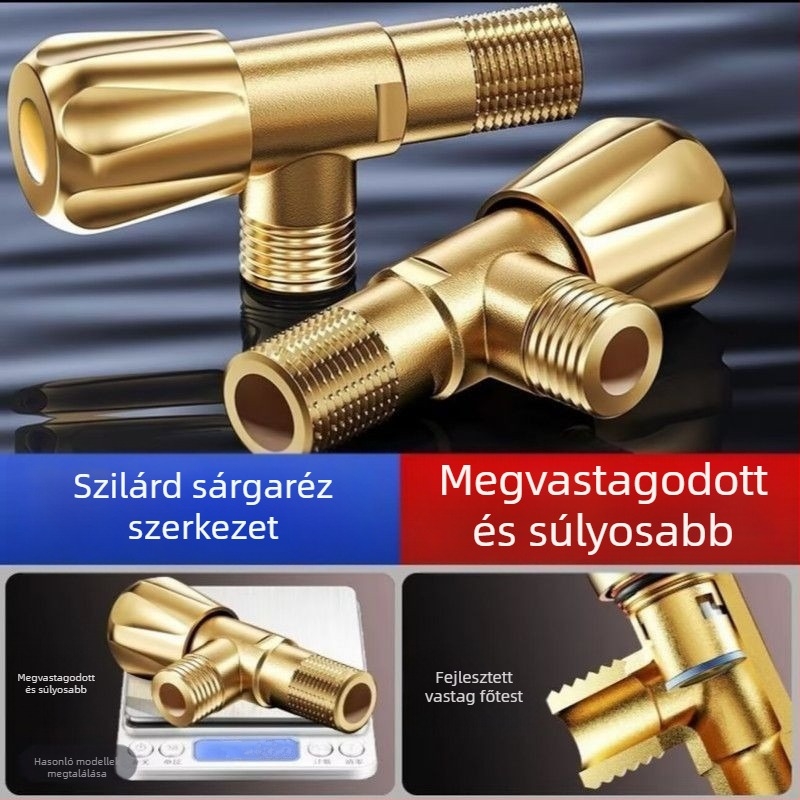 Teljes réz szögcsap, falra szerelhető, univerzális használat, modern minimalist stílus (Modell: Full Copper Angle Valve; Anyag: Réz; Szerelés: Falra; Használat: Univerzális)