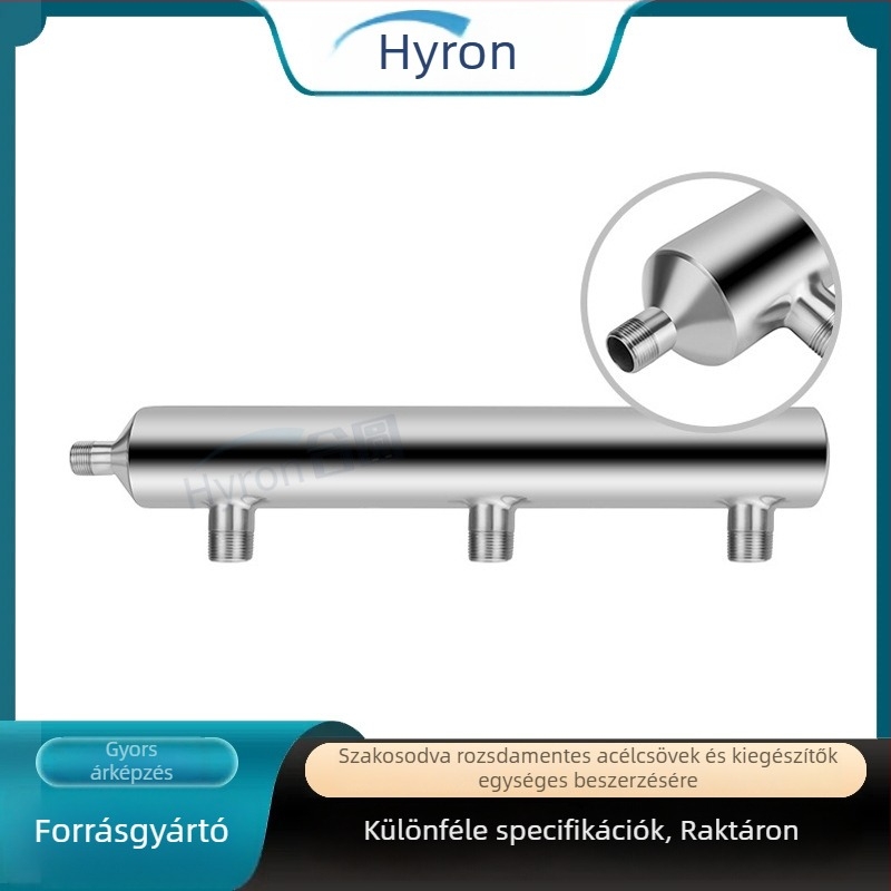 304 rozsdamentes acél vízgyűjtő, kerek modell, polírozott felület, főcső átmérője 15–50 mm és elágazó cső átmérője 15–50 mm, testreszabott feldolgozás