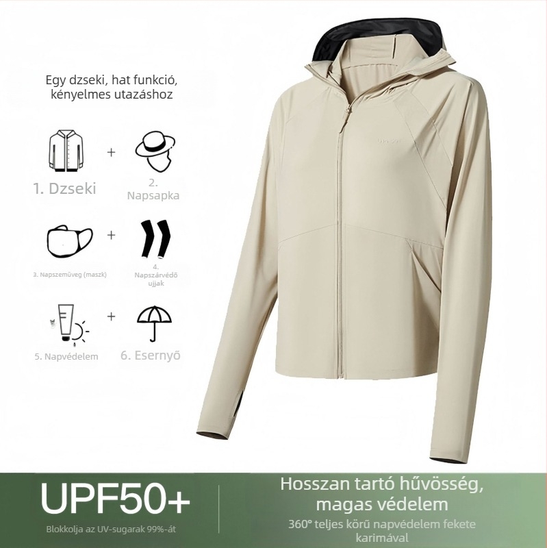 Kapucnis UV-védő, UPF50+ könnyű nylon külsőruha