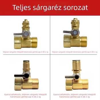 Tiszta rézből készült bemeneti háromutas golyóscsap a víztisztítóhoz, adapter 1/2-inch és 1/4-inch, elosztó tartozékok