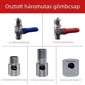 Tiszta rézből készült bemeneti háromutas golyóscsap a víztisztítóhoz, adapter 1/2-inch és 1/4-inch, elosztó tartozékok