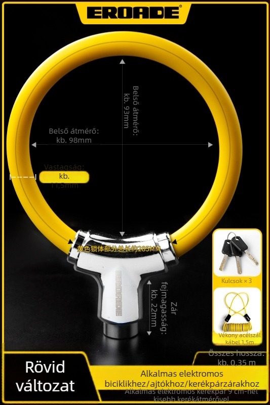 EROADE Biciklizár — Hordozható, Anti-lopás zár, Uniszex, Testreszabás elérhető, Anyag: Egyéb