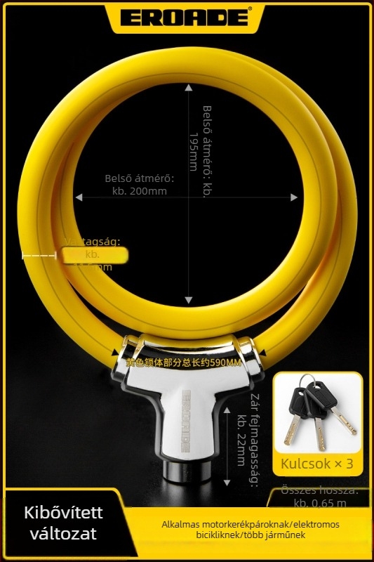EROADE Biciklizár — Hordozható, Anti-lopás zár, Uniszex, Testreszabás elérhető, Anyag: Egyéb
